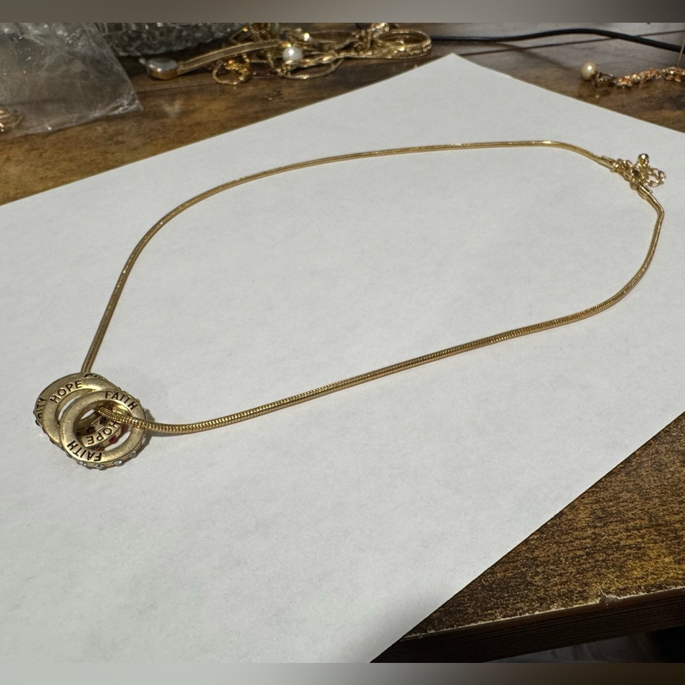 Gold Electro Plated Inspirational Pendant Necklace Vintage 22 inch